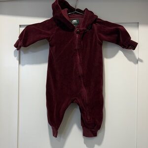 Roots Burgundy Hooded Kids Romper